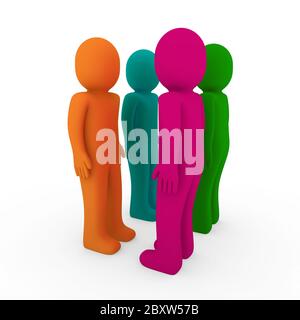 3d team umano Verde Arancione Rosa turchese Foto Stock