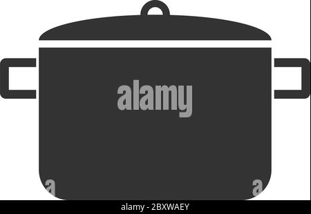 Pentola. Icona nera piatta su sfondo bianco Illustrazione Vettoriale