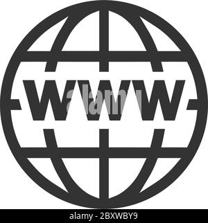 World Wide Web. Icona nera piatta su sfondo bianco Illustrazione Vettoriale