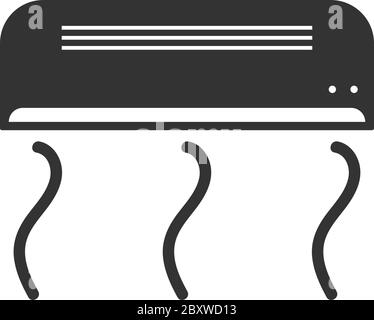 Aria condizionata. Icona nera piatta su sfondo bianco Illustrazione Vettoriale