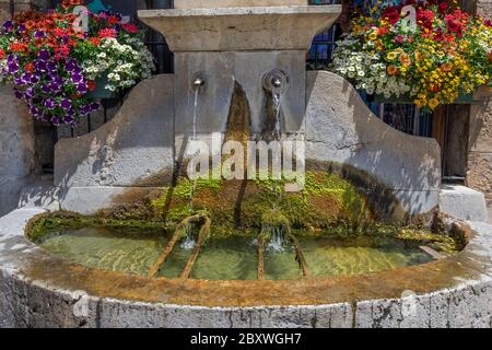 Provenza. Paesaggio estivo. Villaggio di Valensole. Foto Stock