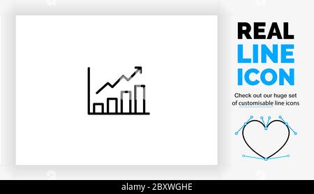 Icona di una linea reale modificabile di un grafico che mostra un risultato finanziario positivo Illustrazione Vettoriale