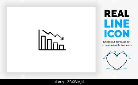 Icona della linea reale modificabile di un crash del mercato azionario Illustrazione Vettoriale
