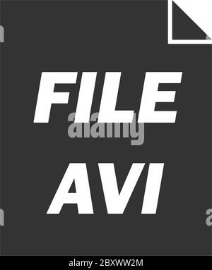 AVI. Icona nera piatta su sfondo bianco Illustrazione Vettoriale