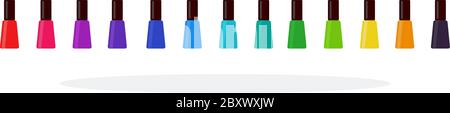 Smalto per unghie in un disegno di materiale piatto vettoriale a linea oggetto isolato su sfondo bianco. Illustrazione Vettoriale