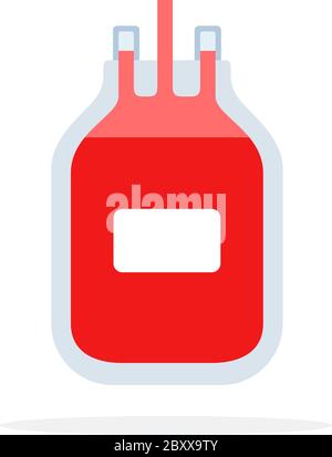 Vettore trasfusione di sangue disegno di materiale piano oggetto isolato su sfondo bianco. Illustrazione Vettoriale