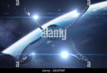 Robot futuristico con tentacoli. rendering 3d Foto Stock