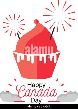 giornata felice canada con cupcake, nazionale vacanza vettore illustrazione disegno Illustrazione Vettoriale