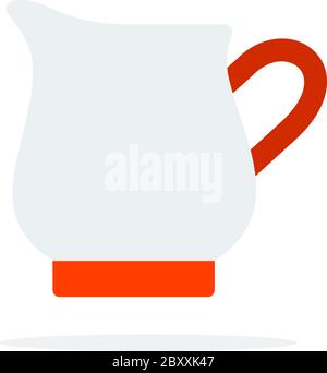 Caraffa di crema e latte vettore piatto materiale disegno isolato oggetto su sfondo bianco. Illustrazione Vettoriale