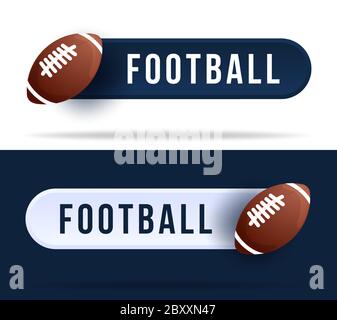 Pulsanti di commutazione Football. Illustrazione vettoriale con palla da basket e pulsante web con testo Illustrazione Vettoriale