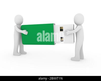 3d umana degli uomini stick USB verde Foto Stock