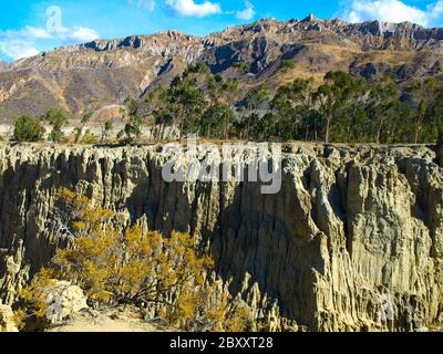 Forte colonne di roccia nella Valle della Luna - Valle de la Luna, la Paz, Bolivia Foto Stock