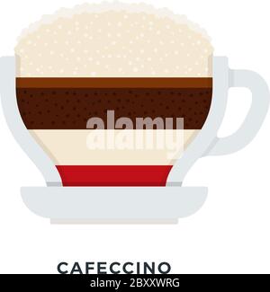 Tazza di caffè Cafeccino vettore piatto. Illustrazione Vettoriale