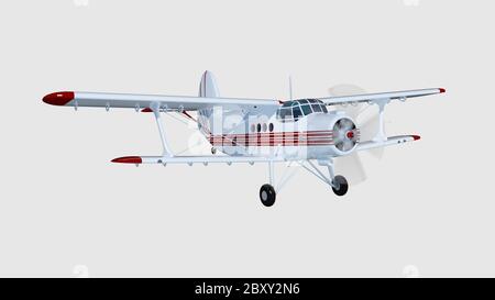 vecchio isolato biplanare retro su bianco. rendering 3d Foto Stock
