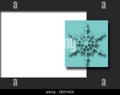 Icona di fiocchi di neve color pastello turchese su sfondo bianco, azzurro bianco. Carta di fondo nordica di Natale di Capodanno. Disposizione piatta Foto Stock