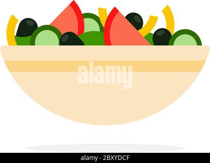 Insalata di verdure in un piatto profondo Illustrazione Vettoriale