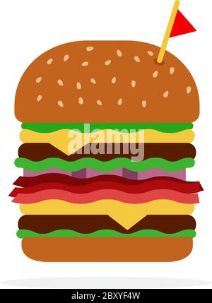 Hamburger doppio con manzo e pancetta Illustrazione Vettoriale