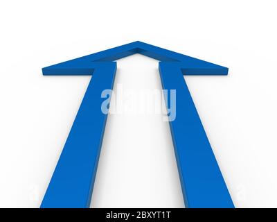 freccia blu 3d su Foto Stock