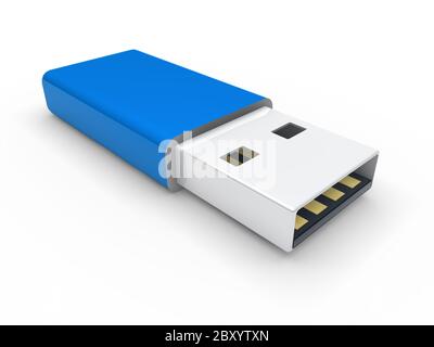 chiavetta usb 3d blu Foto Stock