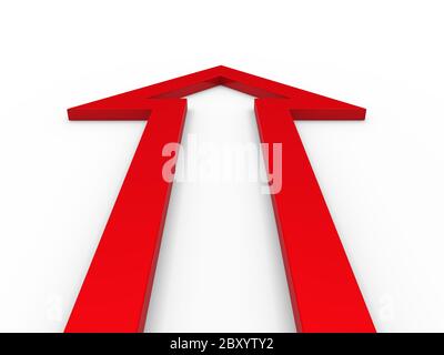 freccia 3d rossa in alto Foto Stock