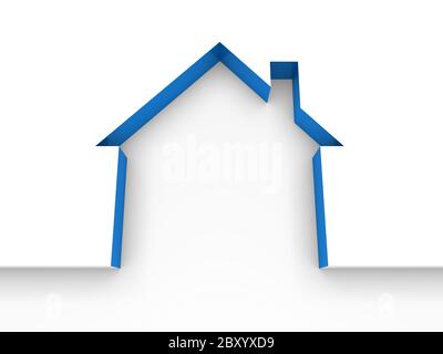 3d casa tenuta blu Foto Stock