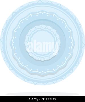 Etichetta tabella. Pila di piastre di servizio di diverse dimensioni piatte isolate Illustrazione Vettoriale