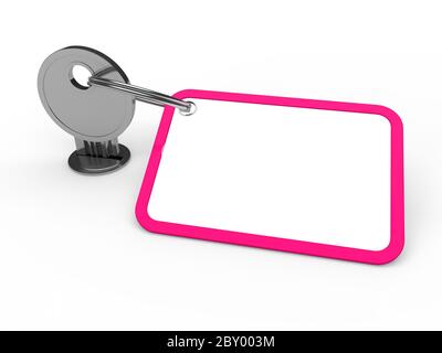 3d chiave allegata rosa Foto Stock