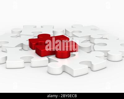 3d rosso pezzo di puzzle Foto Stock