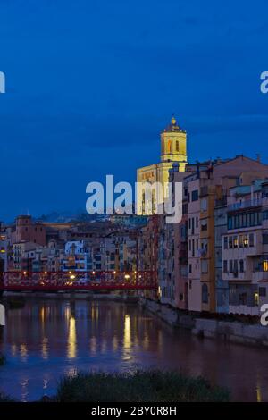 Città vecchia di Girona, Spagna Foto Stock