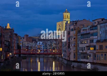 Città vecchia di Girona, Spagna Foto Stock