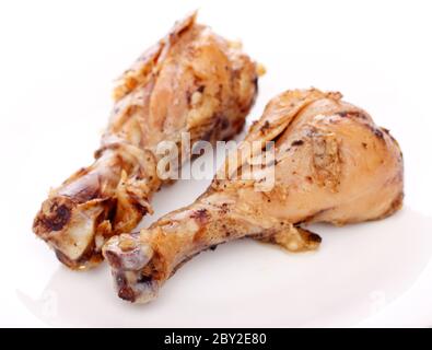 Due fritture di cosce di pollo Foto Stock