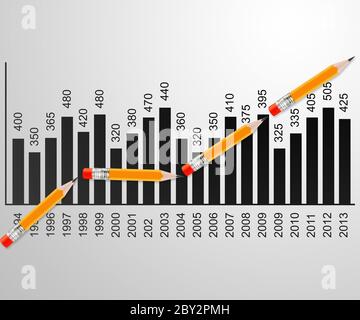 Grafico a linea a matita Foto Stock