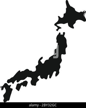 Icona mappa territorio Giappone. Semplice illustrazione dell'icona vettoriale della mappa del territorio giapponese per il web design isolato su sfondo bianco Illustrazione Vettoriale