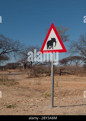 Attenzione agli elefanti - cartello di trasporto Foto Stock