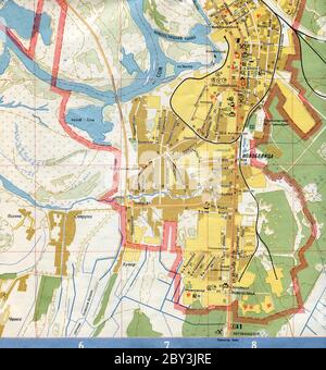 Mappa di Gomel di VVV Co. Ltd, pubblicata per la prima volta nel 1991 in Bielorussia. Foto Stock