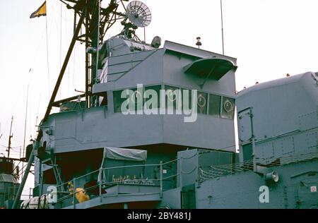 Destroyer 5 (Fletcher), base navale, dicembre 1981, Kiel, Schleswig-Holstein, Germania Foto Stock