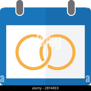 Calendario giorno di nozze giorno di nozze felice, icona di marige icona amore icona Illustrazione Vettoriale