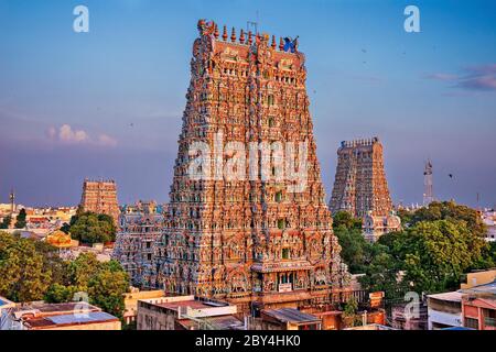 Tempio di Madurai Meenakshi Amman, India del Sud Foto Stock