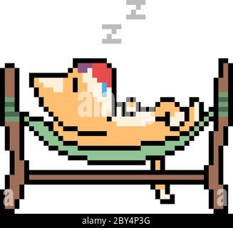 vettore pixel art amaca sonno isolato Illustrazione Vettoriale