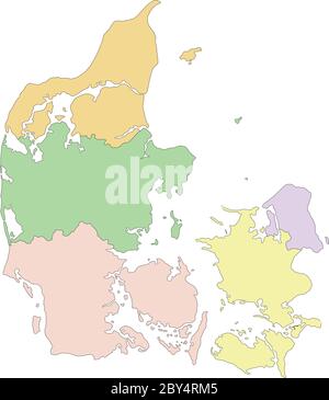 Danimarca - Mappa politica modificabile e molto dettagliata. Illustrazione Vettoriale