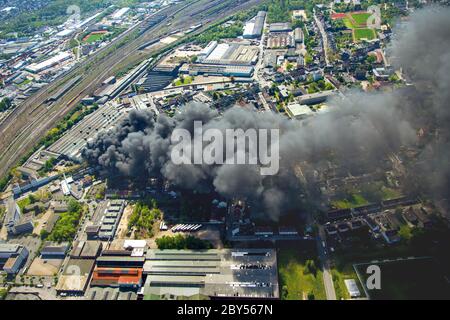 Combustione di scorte DI WDI in Hamm, 22.04.2019, vista aerea, Germania, Renania Settentrionale-Vestfalia, Ruhr Area, Hamm Foto Stock