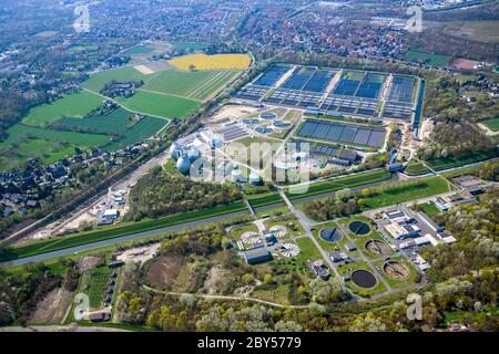 Fognature Emschermuendung, 07.04.2019, veduta aerea, Germania, Renania Settentrionale-Vestfalia, Ruhr Area, Oberhausen Foto Stock