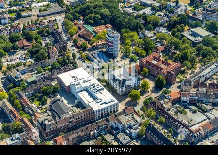 Casa commerciale Hoch10 e piazza Willi-Brand-Platz, Hochstrasse, 22.07.2019, vista aerea, Germania, Nord Reno-Westfalia, Ruhr Area, Gladbeck Foto Stock