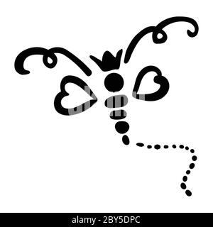 Illustrazione vettoriale silhouette disegnata a mano di un'ape. Illustrazione Vettoriale