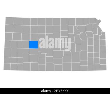 Mappa di Ness in Kansas Foto Stock