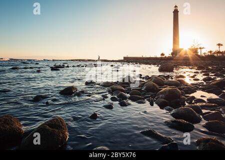 Faro di Maspalomas al tramonto - Gran Canaria Foto Stock