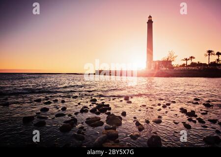 Faro di Maspalomas al tramonto - Gran Canaria Foto Stock