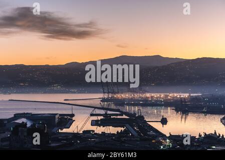 Vista aerea sul porto di Beirut nella città di Beirut, Libano Foto Stock