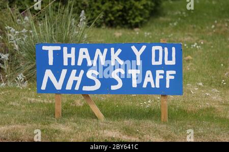 Grazie NHS segni vicino Worcestershire Royal Hospital. Domenica 17 2020 maggio Foto Stock