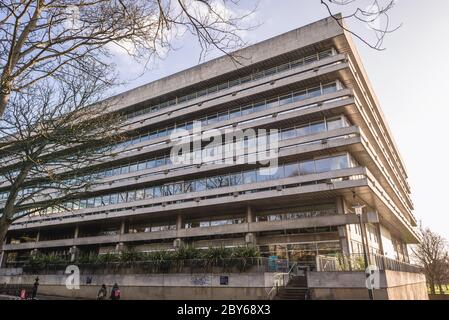 Biblioteca Universitaria principale dell'Università di Edimburgo, capitale della Scozia, parte del Regno Unito Foto Stock